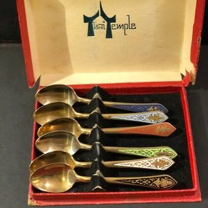Thai Temple set of 6 gold plated spoons